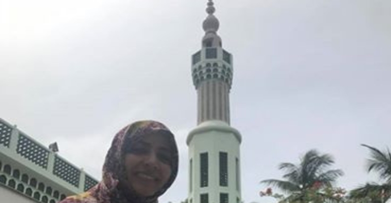 Tawakkol Karman visits the Islamic Center Mosque in Chennai, South India